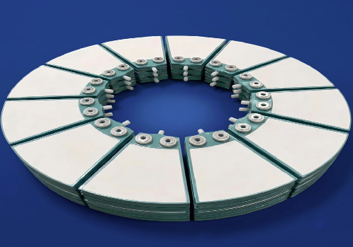 Ceramic disc filter plate assembly, twelve wedge sectors